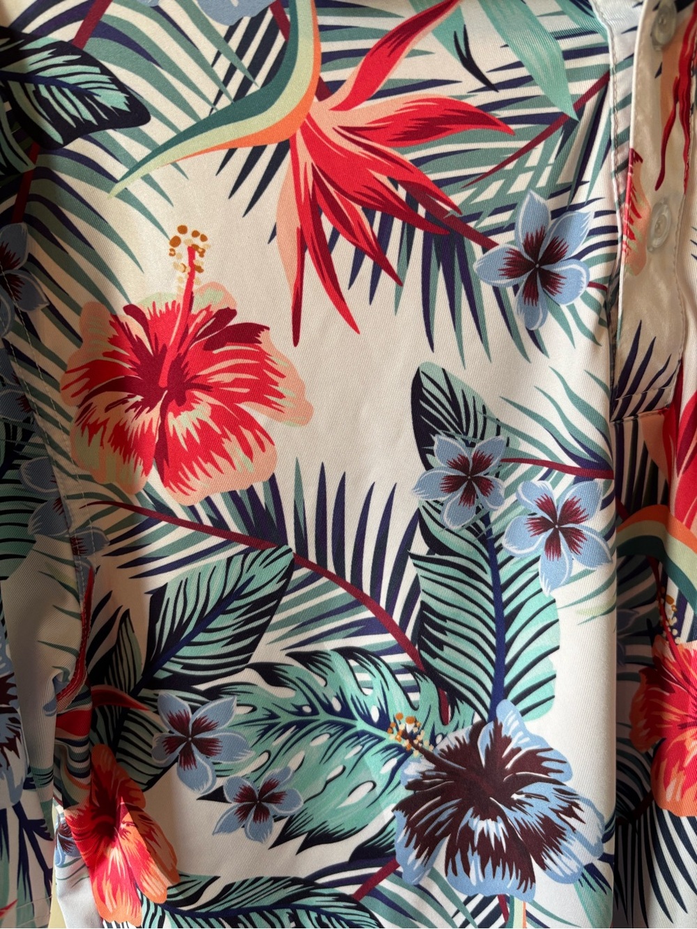 Mens Waggle Collared Golf Hawiian Tropics Palm Polo - Picture 7 of 8